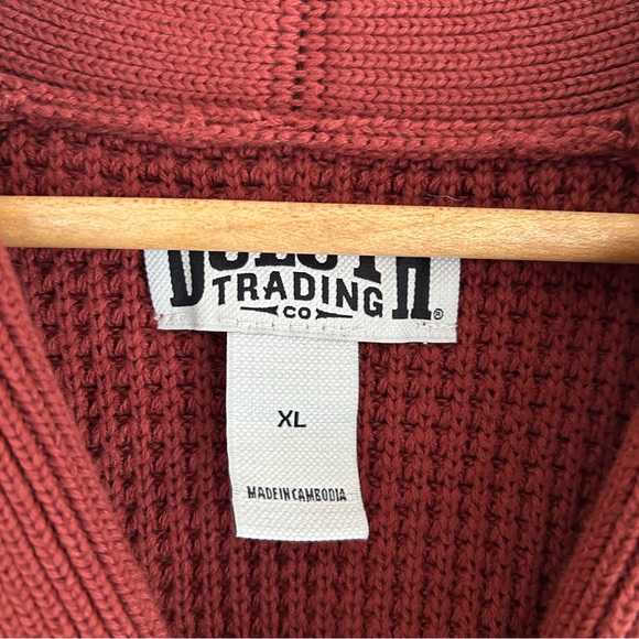 Duluth Burly Retirement Shawl Collar Waffle Cardigan Maroon XL - Picture 2 of 7